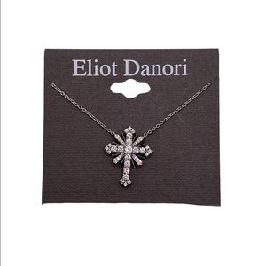 Eliot Danori Silver Tone Cubic Zirconia Cross Pendant Necklace NWT